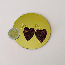 Charger l'image dans la galerie, Créoles cœur cuir pailletté