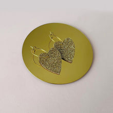 Charger l'image dans la galerie, Créoles cœur cuir pailletté