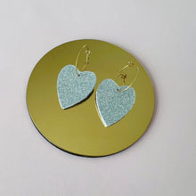 Charger l'image dans la galerie, Créoles cœur cuir pailletté