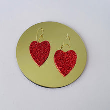 Charger l'image dans la galerie, Créoles cœur cuir pailletté