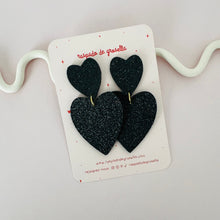 Charger l'image dans la galerie, Maxi boucles d'oreilles double cœur "Bonita" version paillettes