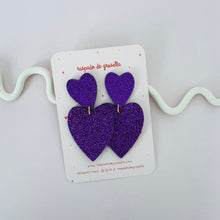 Charger l'image dans la galerie, Maxi boucles d'oreilles double cœur "Bonita" version paillettes