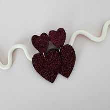 Charger l'image dans la galerie, Maxi boucles d'oreilles double cœur "Bonita" version paillettes