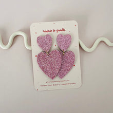 Charger l'image dans la galerie, Maxi boucles d'oreilles double cœur "Bonita" version paillettes