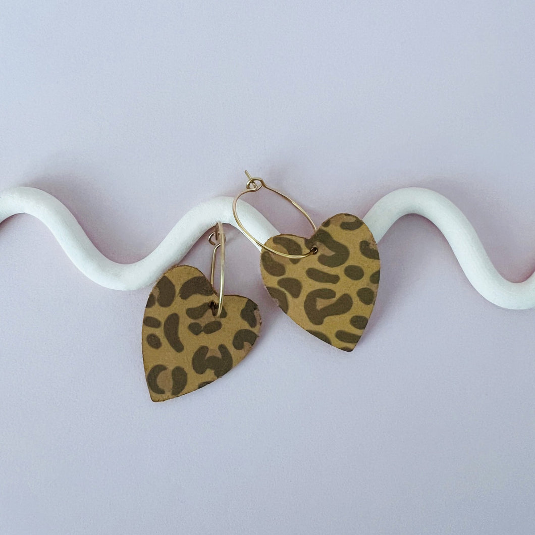 Boucles d'oreilles en forme de Cœur Animal print