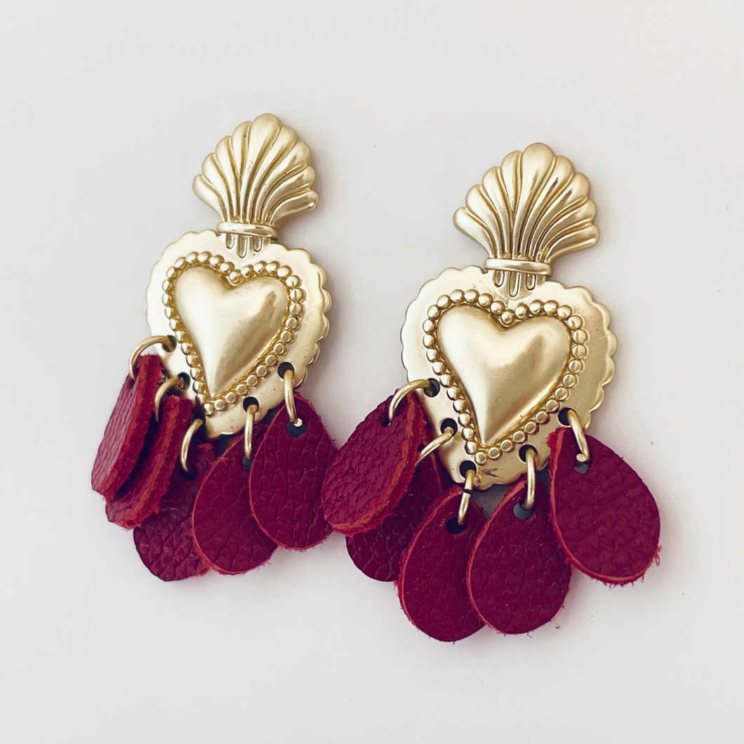 Boucles d'oreilles Ex voto coeur sacré ( petites motifs )